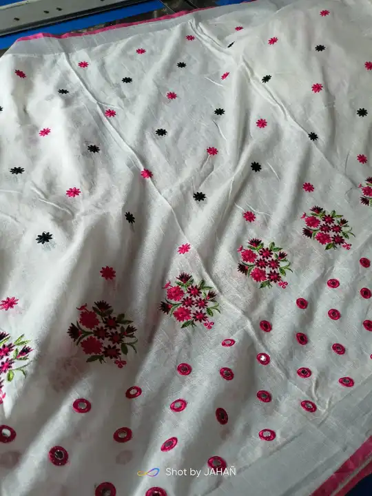Cotton slub saree embroidery  uploaded by business on 8/28/2023