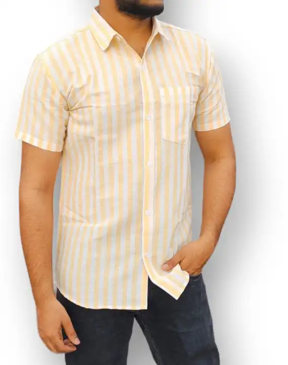 Yellow khadi Patta Shirts uploaded by business on 8/28/2023