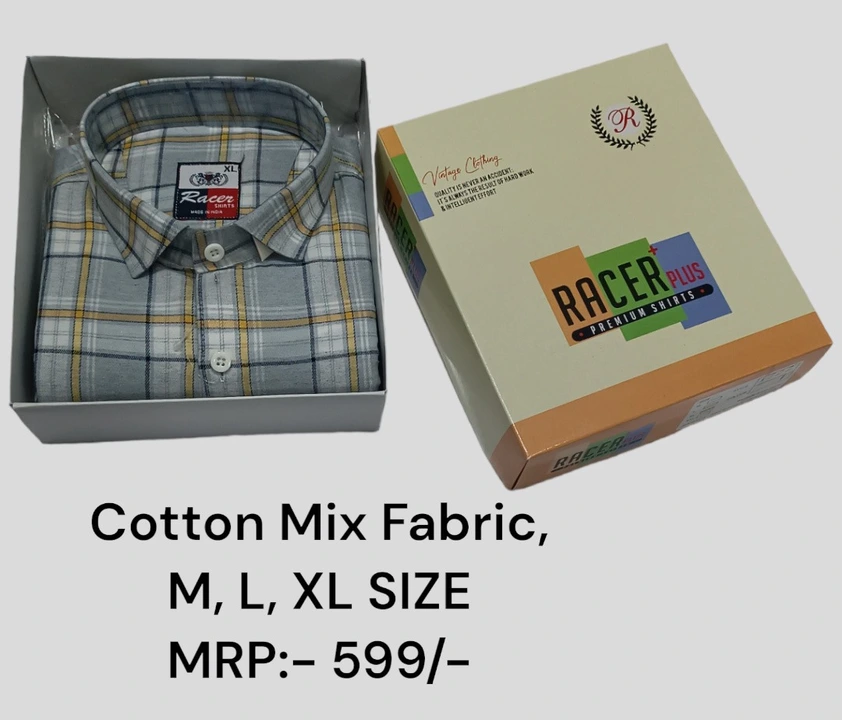 🏁🏁RACER PLUS🏁🏁(SUB BRAND OF 1KKA)
EXCLUSIVE CHECKERED BOX PACK SHIRTS FOR MEN uploaded by Kushal Jeans, Indore on 8/28/2023