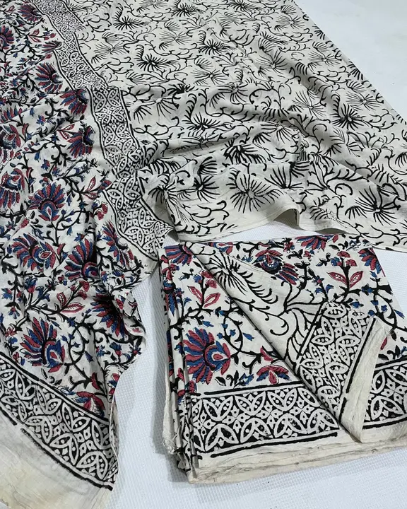 Handblock kalamkari print mulmul cotton complete dress material  uploaded by Chanderi ethnic world on 8/28/2023