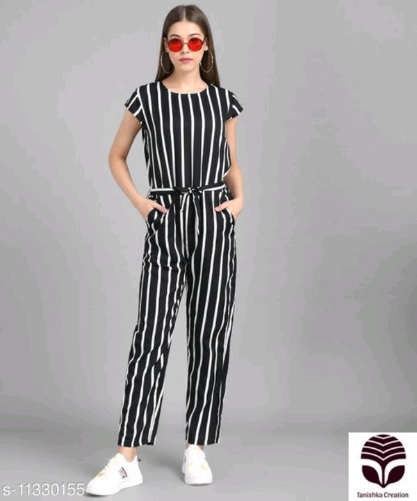 Post image Catalog Name:*Comfy Sensational Women Jumpsuits*
Fabric: Crepe
Sleeve Length: Short Sleeves
Pattern: Printed
Multipack: 1
Sizes: 
S (Bust Size: 36 in, Length Size: 48 in, Waist Size: 36 in) 
XL (Bust Size: 42 in, Length Size: 48 in, Waist Size: 42 in) 
L (Bust Size: 40 in, Length Size: 48 in, Waist Size: 40 in) 
M (Bust Size: 38 in, Length Size: 48 in, Waist Size: 38 in)