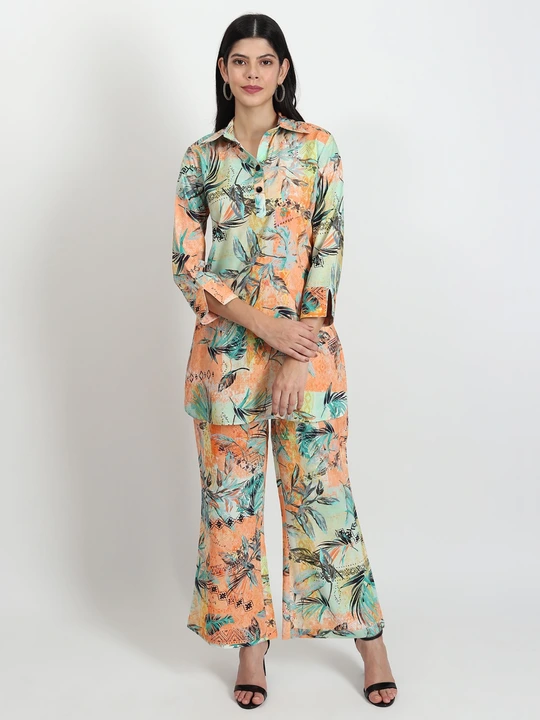 Women's peach floral Co-ord set uploaded by business on 8/29/2023