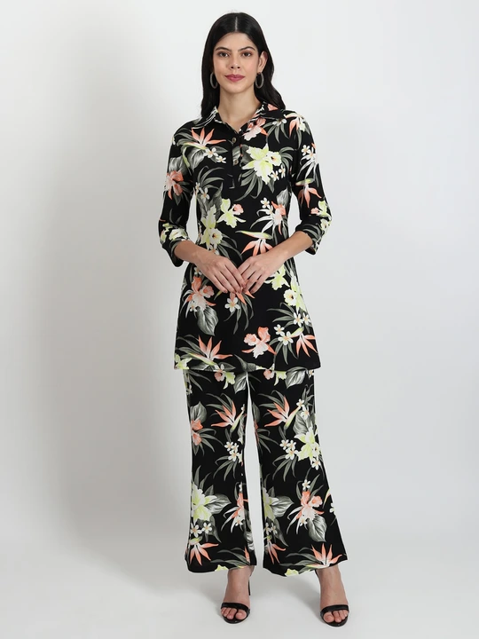 Women's Black floral Co-ord sets  uploaded by business on 8/29/2023