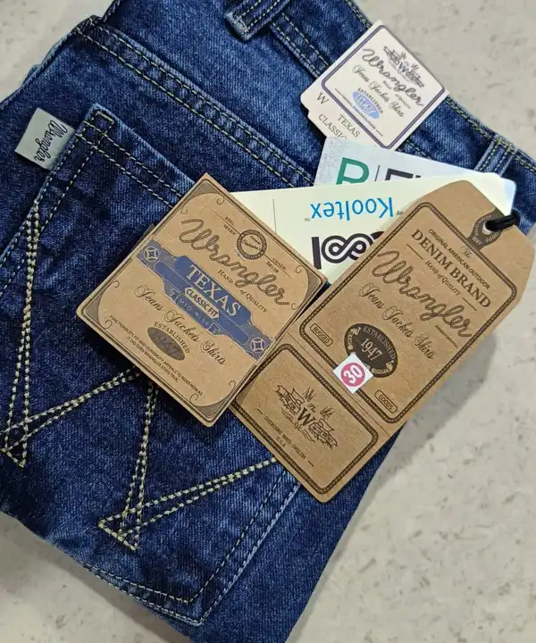 *MENS.      STRAIGHT JEANS*
*FABRIC   COTTON KNITTED*   

*BRAND : WRANGLER*

 *SIZE : 28-30-30-32-3 uploaded by Kavya garments on 8/29/2023