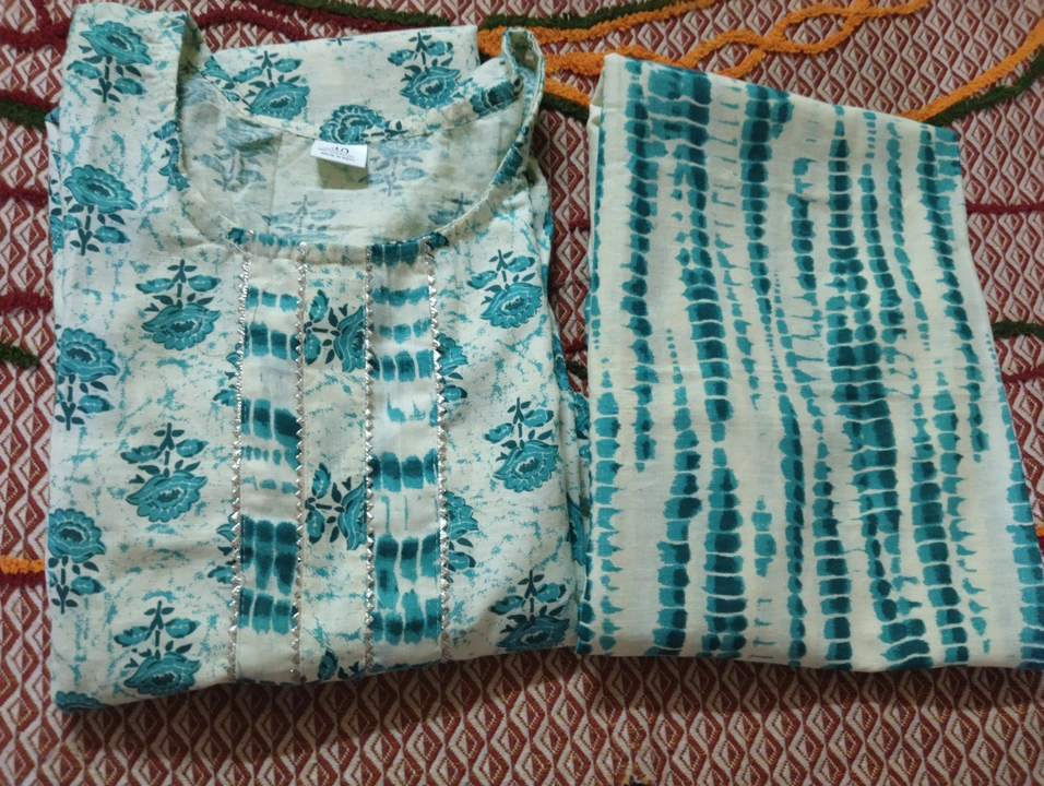 Printed cotton kurti with pant uploaded by business on 8/29/2023