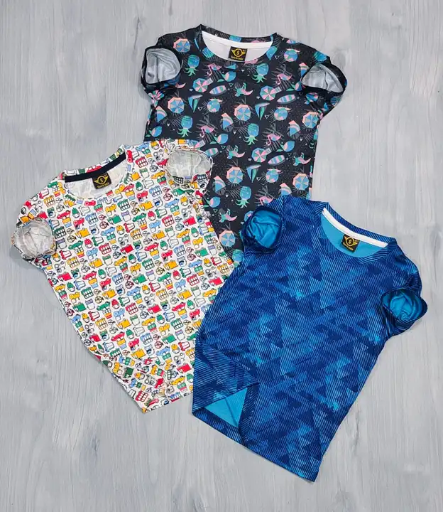   *ALL OVER PRINTED KIDS LYCRA T-SHIRT*

SIZE :2-3years 
          4-5years
          6-7years
      uploaded by Jai maa majisa Export Tirupur on 8/30/2023