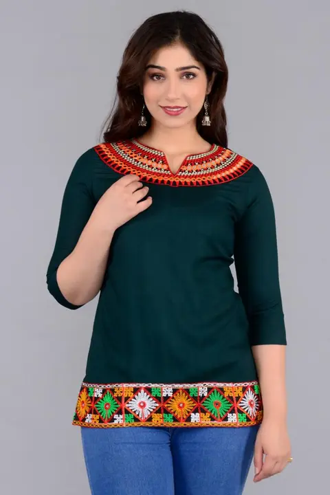 Ladies Rayon Short embroidery Top uploaded by Ganpati Handicrafts on 8/30/2023