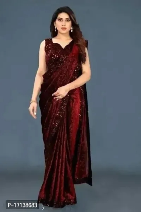 Trendy Velvet Sequin Lace Border Sarees uploaded by business on 8/30/2023