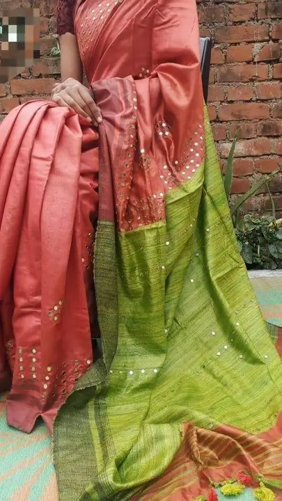 Ghichcha silk saree with mirror work uploaded by Queen Silk on 8/30/2023