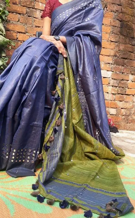 Ghichcha silk saree with mirror work uploaded by Queen Silk on 8/30/2023