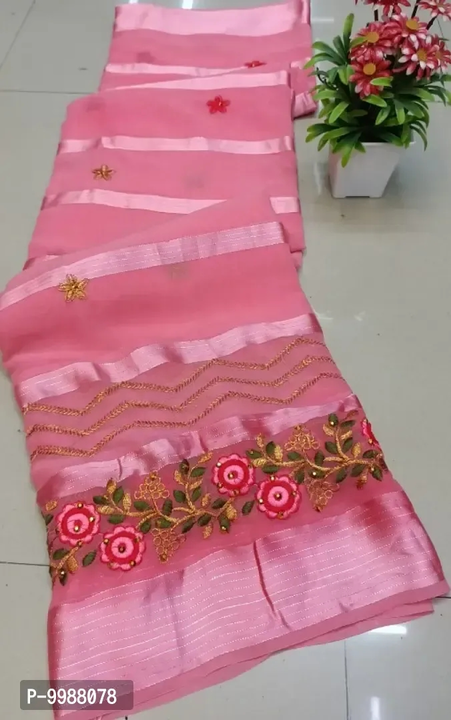 Chiffon Zari Embroidered Sarees with Blouse Piece uploaded by Mahakal shopping on 8/30/2023