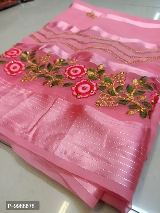 Chiffon Zari Embroidered Sarees with Blouse Piece uploaded by Mahakal shopping on 8/30/2023