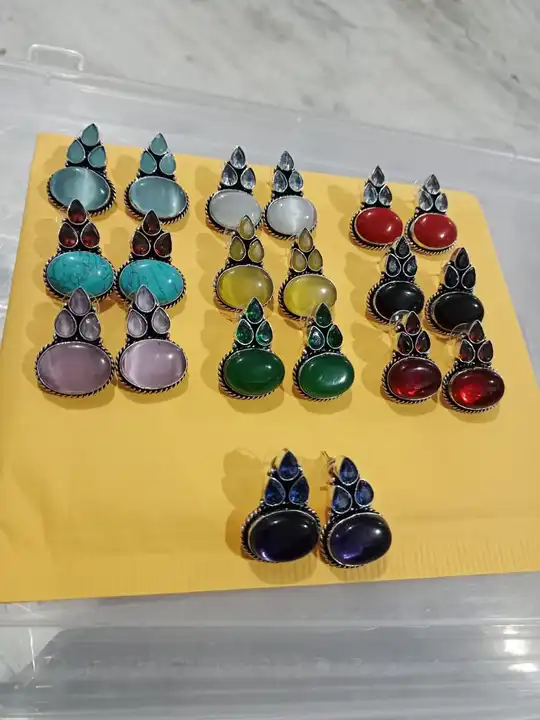  German silver Monalisa stone earrings and jhumki  uploaded by business on 8/30/2023