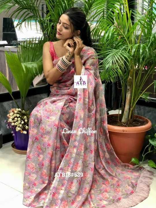 Linen saree uploaded by Dhanu fashion on 3/20/2021