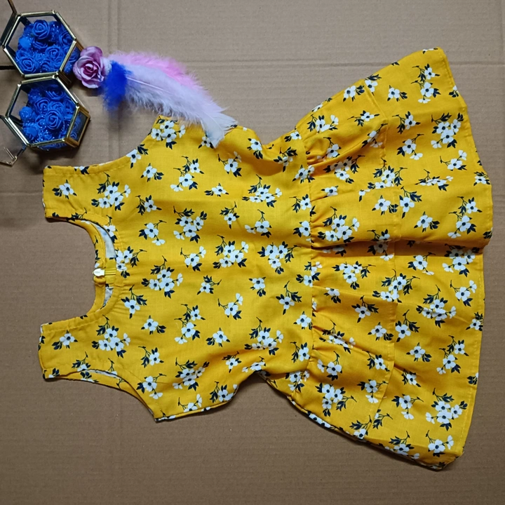 Round neck yellow printed cute frill froke  uploaded by Glam kiddoo on 8/30/2023