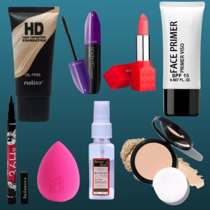 Foundation, mascara, lipistick, primer, eyeliner, blunder, fixer, facepowder uploaded by business on 8/31/2023