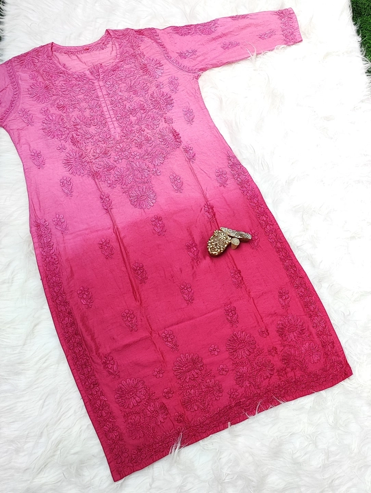 Pure chanderi silk kurti uploaded by Pehnaawa Chikankari  on 8/31/2023
