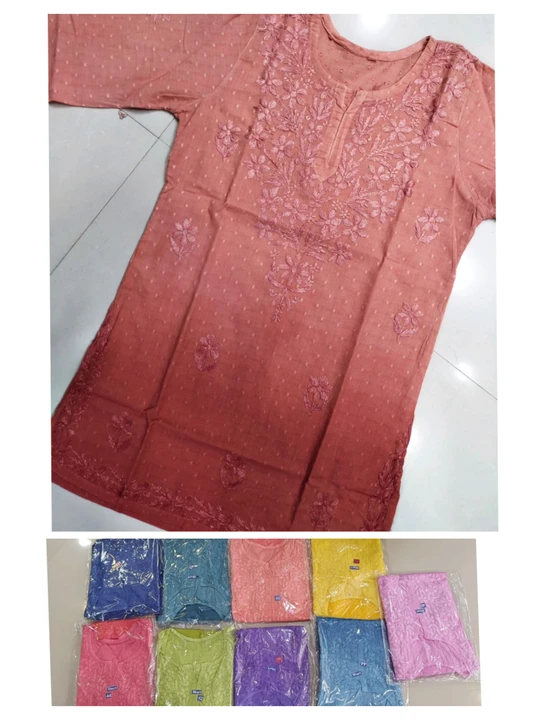 Dobby Cotton Dyed Short Kurti With Hand Made Embroidery  uploaded by business on 9/1/2023