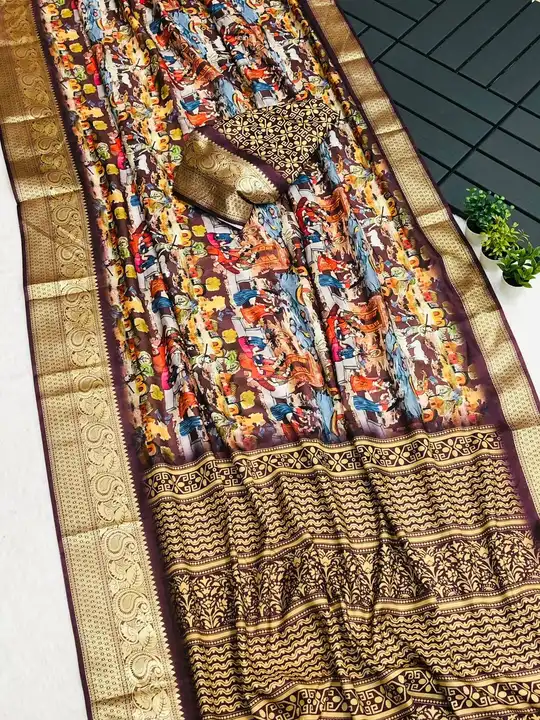Fabric details - dola viscos jacquard weaving border with kalamkari digital print  uploaded by Miss Lifestyle on 9/1/2023