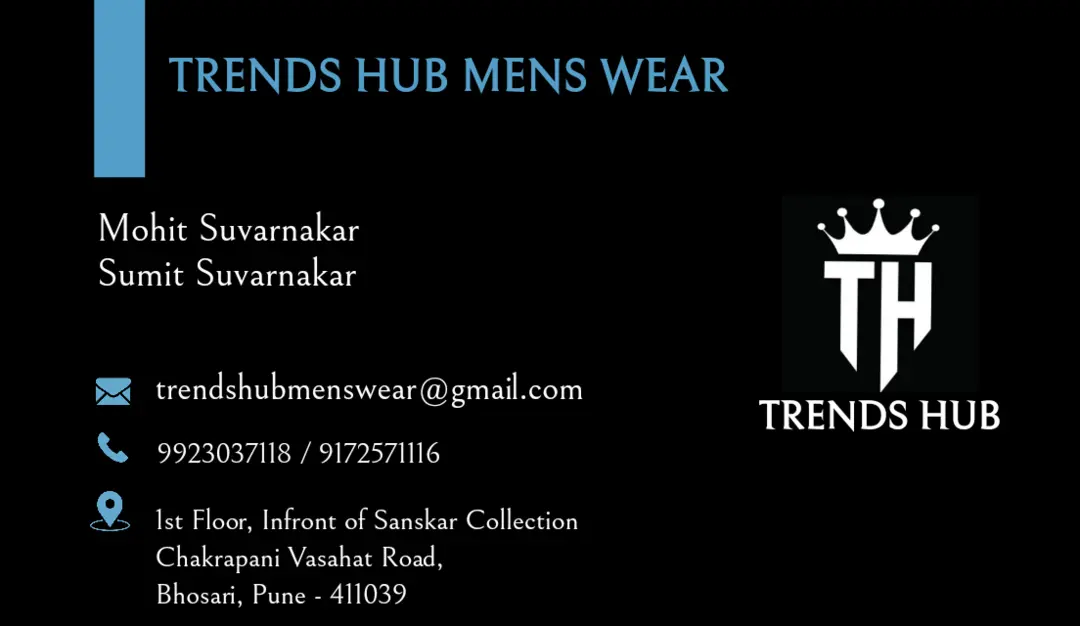 Visiting card store images of Trends Hub Mens Wear