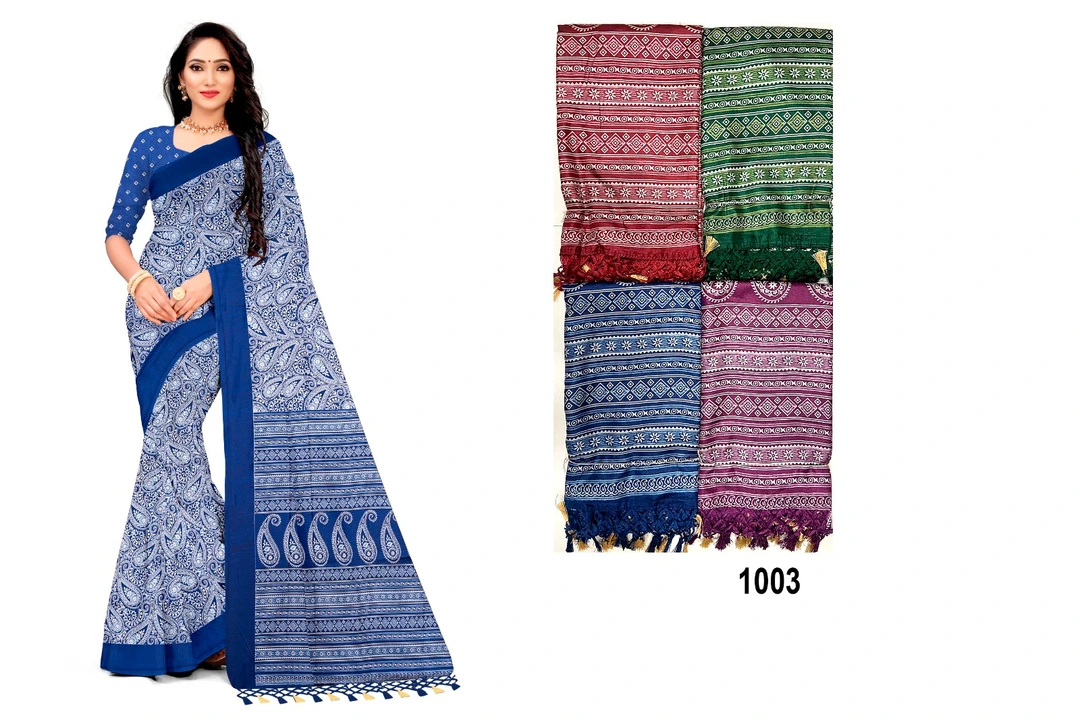 Raw silk fancy print saree uploaded by business on 9/2/2023