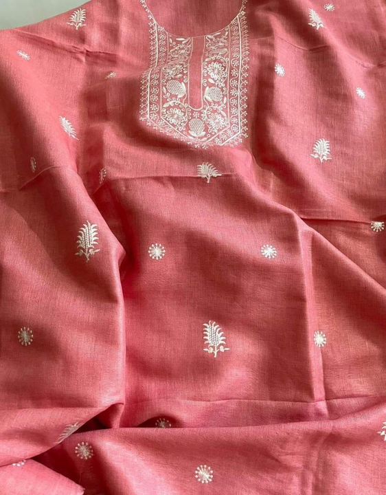 Cotton silk understand suits material with Embroidery work  uploaded by Weavers gallery on 9/2/2023