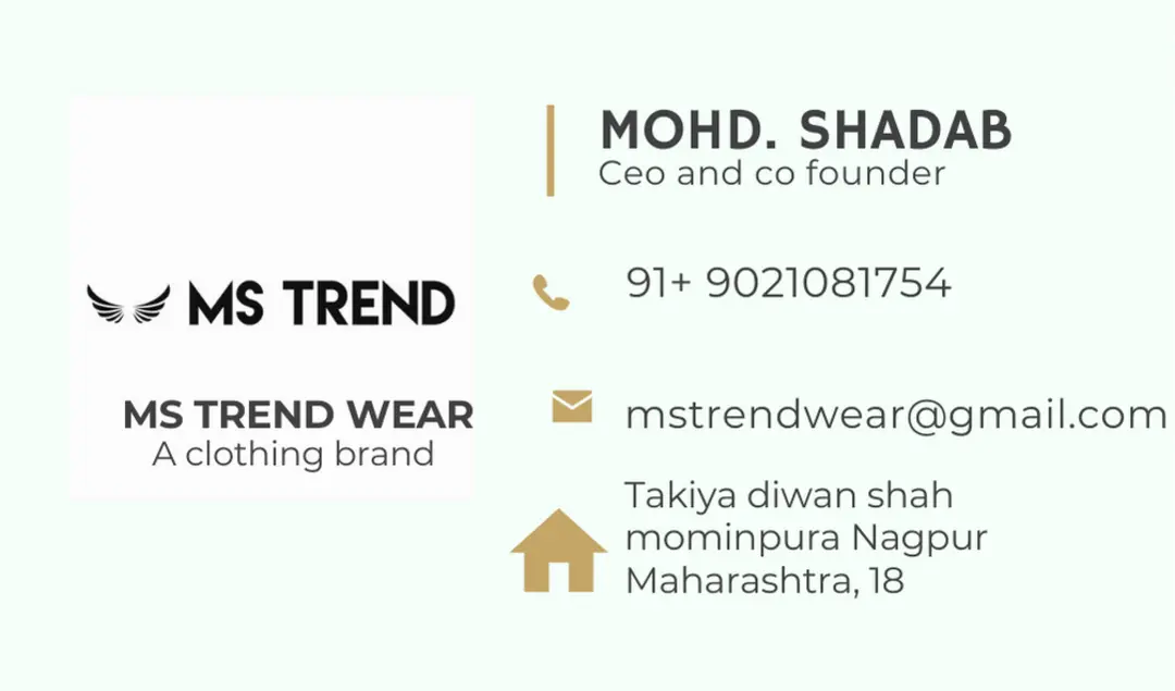 Visiting card store images of Ms Trend