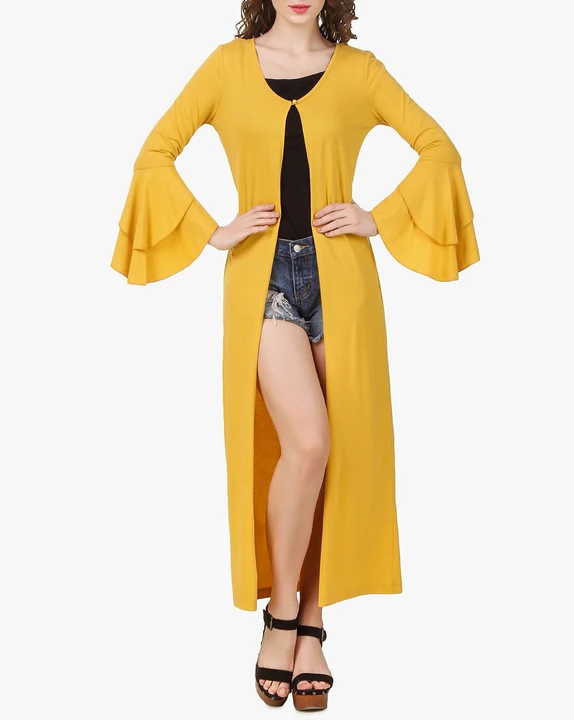 Yellow Solid Longline Shrug uploaded by business on 9/2/2023