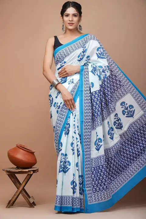 Bagru Hand block printed cotton mulmul saree  uploaded by The print house  on 9/2/2023