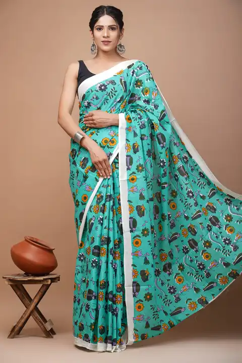 Bagru Hand block printed cotton mulmul saree  uploaded by The print house  on 9/2/2023