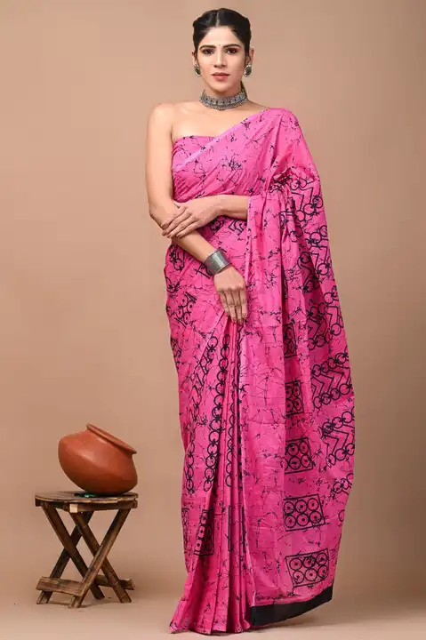 Hand block printed cotton mulmul saree  uploaded by The print house  on 9/2/2023