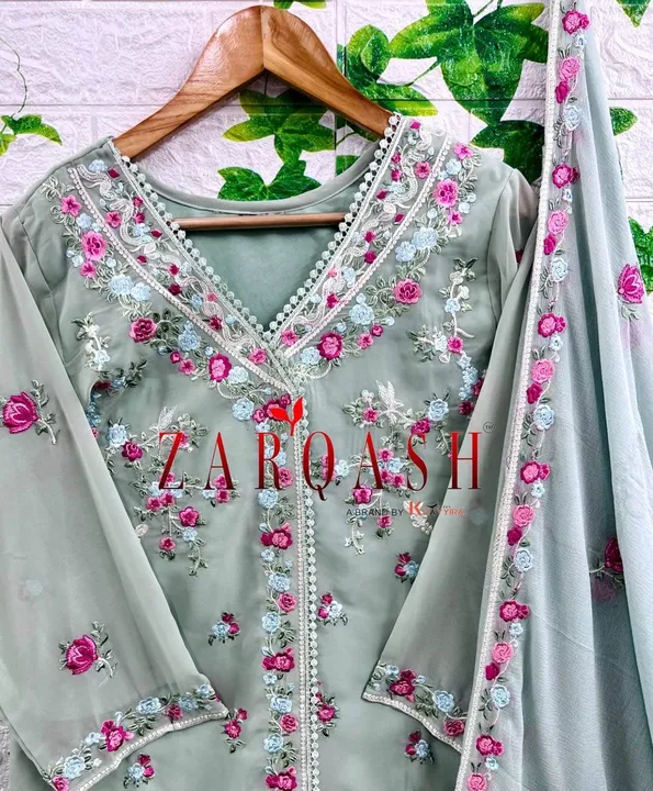 *ZARQASH READYMADE Collection*

*D.no :- Z 147 ( 2 colour )*

*Fabric Details*

*Top :- Fox Georgett uploaded by Ayush fashion on 9/2/2023