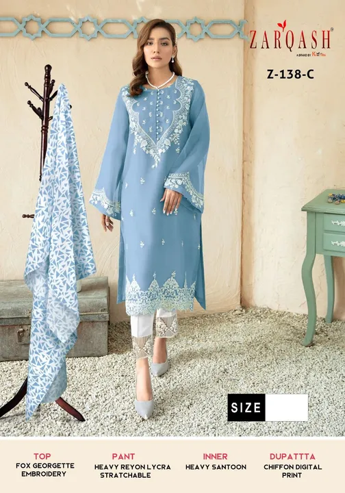 *ZARQASH®️ READYMADE Collection*

*D.no :- Z 138 ( 6 colour )* uploaded by Ayush fashion on 9/2/2023