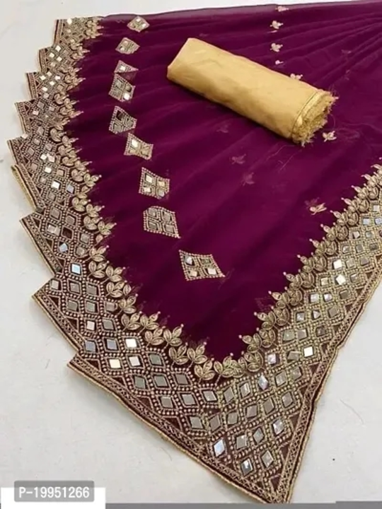 Net & Georgette Saree With mirror work  uploaded by business on 9/3/2023