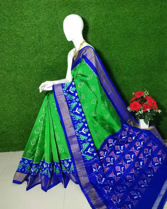 Ikkat semi Rajkot sarees with contrast blouse uploaded by business on 9/3/2023