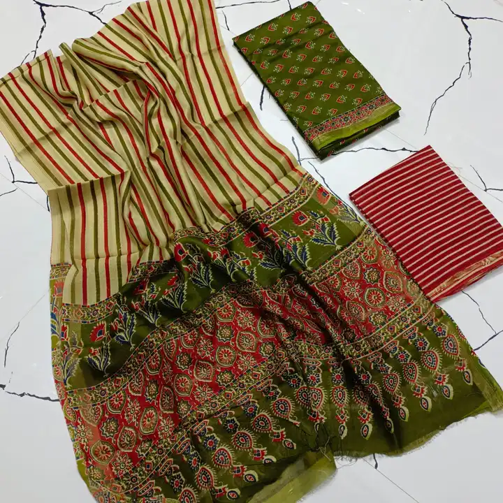 Handblock fancy ajrakh print chanderi dress👗 material uploaded by Virasat handloom chanderi on 9/3/2023
