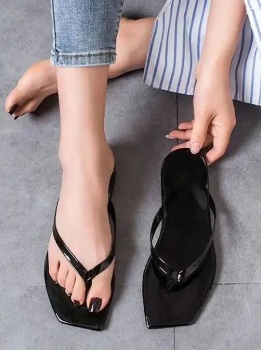 Fancy Black Women Flats Slippers With Slip On Design daily use Chappal For Ladies uploaded by business on 9/3/2023