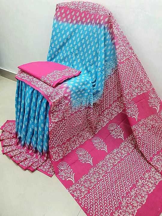 Mulmul cotton sarees with blouse  uploaded by Chanchal Hand prints on 7/17/2020