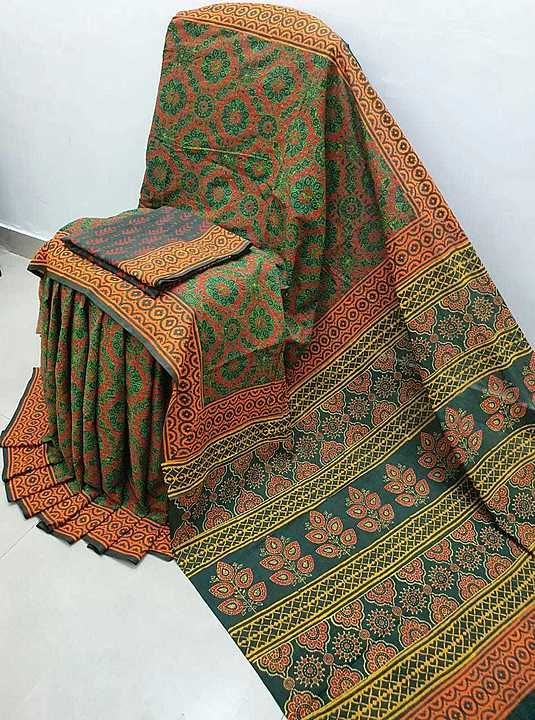 Mulmul cotton sarees with blouse  uploaded by Chanchal Hand prints on 7/17/2020