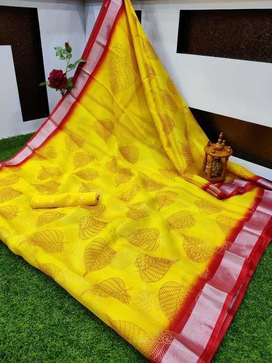 👌💥🌹 *new collection light weight organza sillk digital leaf printing sarees good quality super pr uploaded by business on 3/20/2021