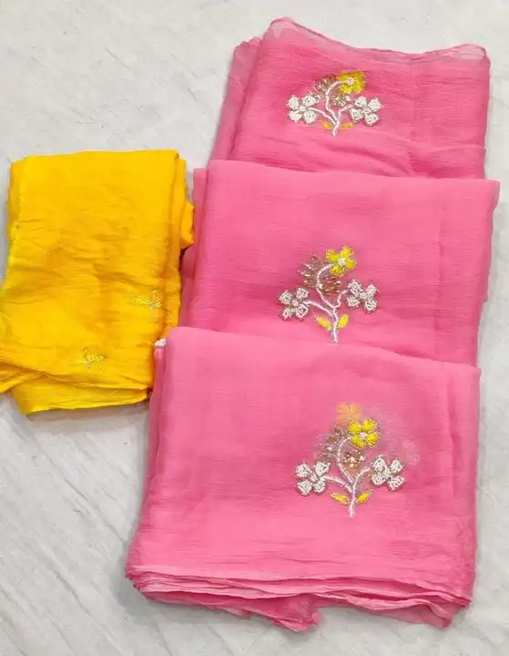 Post image Hey! Checkout my new product called
Pure chiffon moti work saree with blouse.