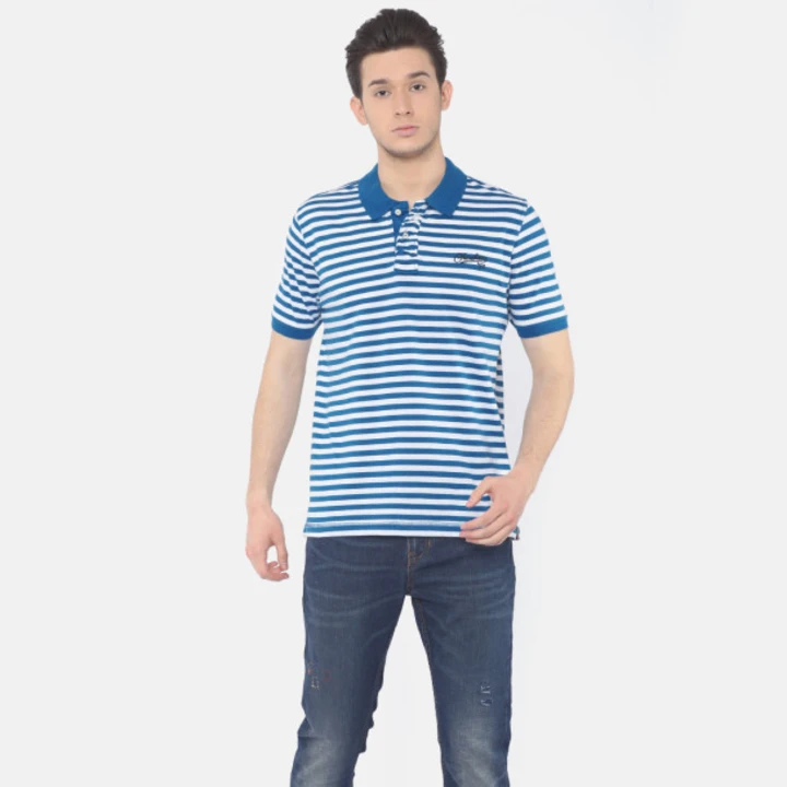 HOT Button Polo Collar Stripe Patterns Half Sleeve T-shirt for Men. 🔥  uploaded by Hotbutton.in  on 9/4/2023