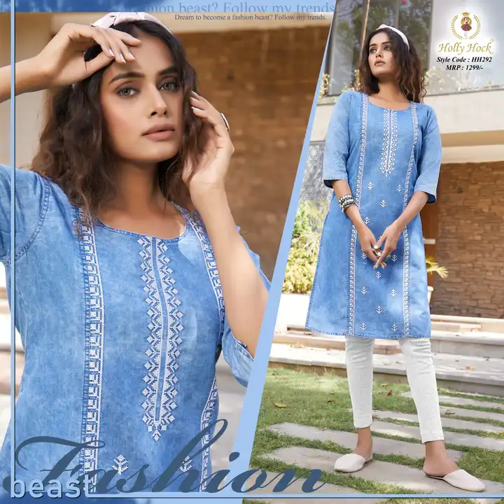 Denim Kurti with embroidary uploaded by HollyHock on 9/4/2023