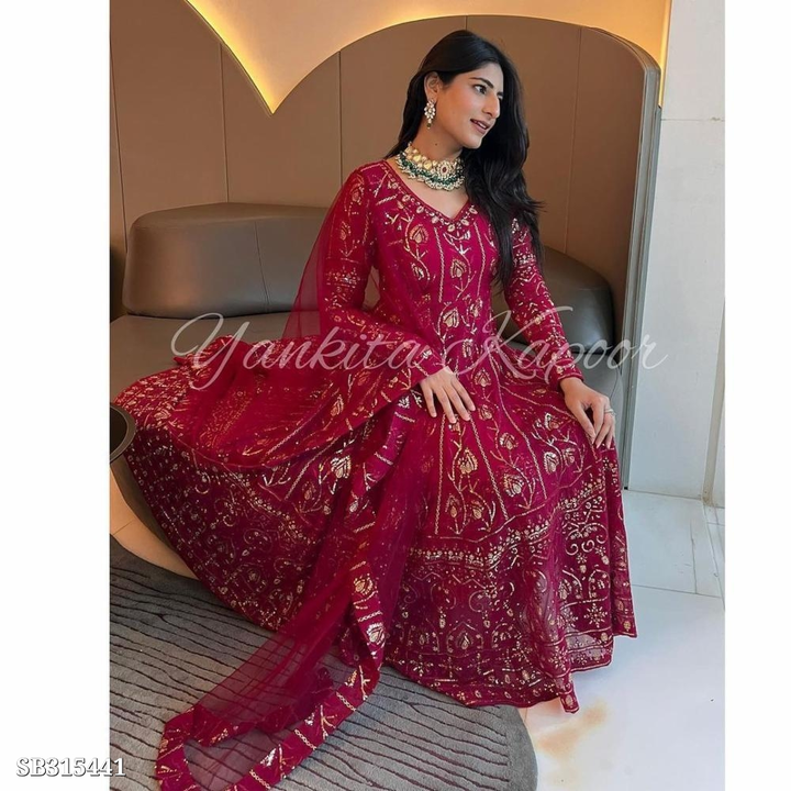 Desinger party wear embroidery sequence work gown and bottom and dupatta  uploaded by business on 9/4/2023