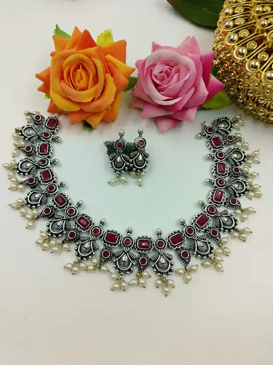 German silver necklace contact 7892217538 uploaded by Sri Mutha jewellery on 9/4/2023