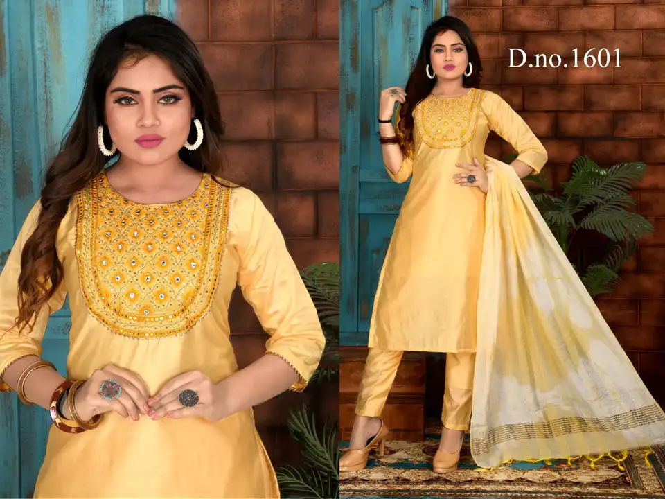 Exclusive Designer Kurta set with dupatta in Chanderi Silk uploaded by business on 9/5/2023