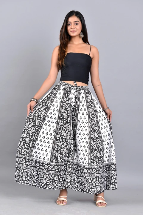 Jaipuri print cotton printed black and white palazzo  uploaded by business on 9/5/2023