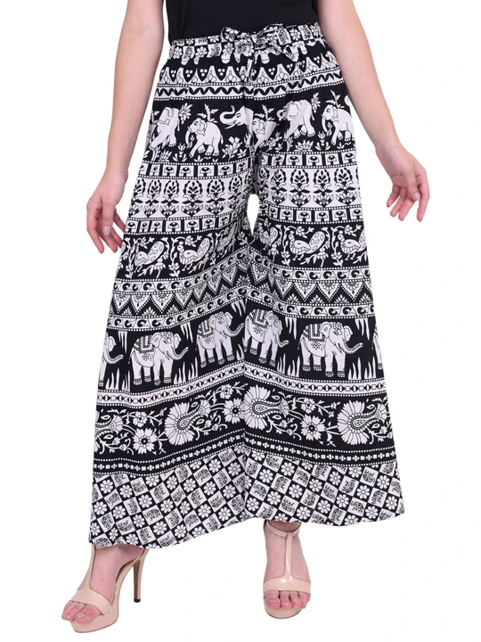 Jaipuri print cotton printed black and white palazzo  uploaded by Ganpati Handicrafts on 9/5/2023