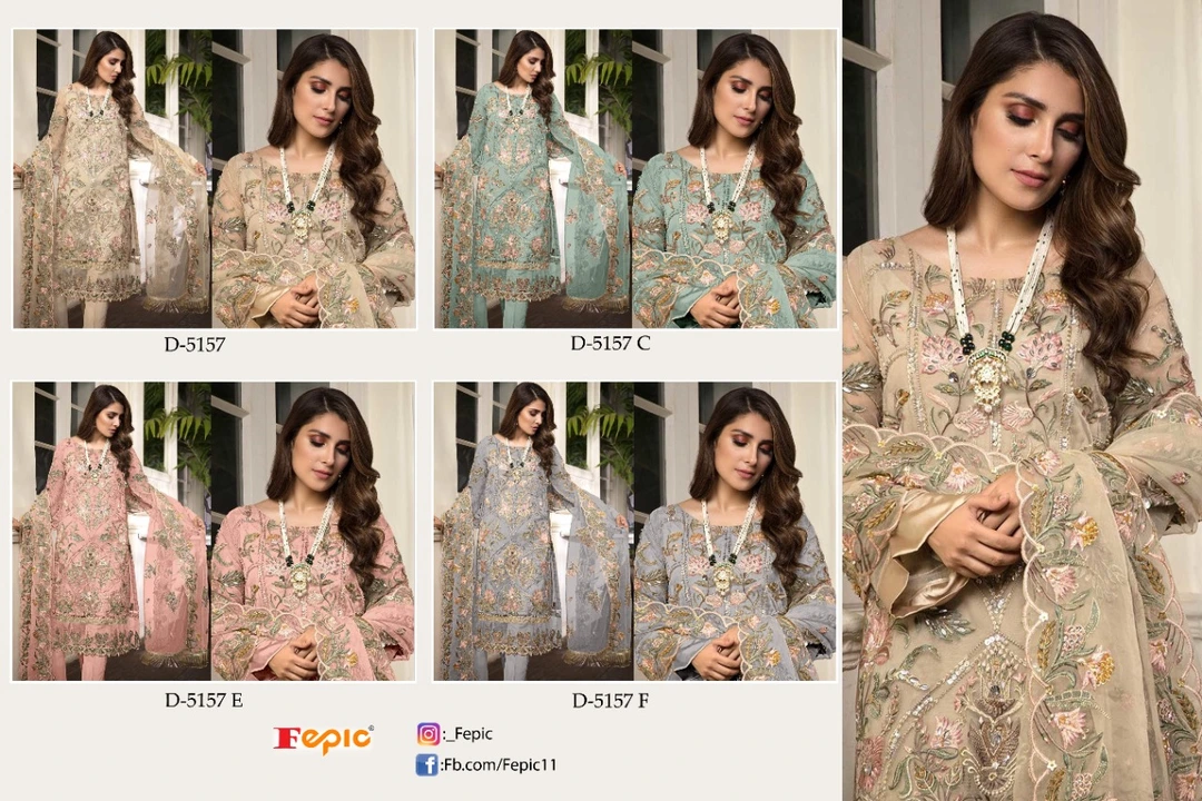 *BRAND NAME:-*	FEPIC
*CATALOUGE NAME:-*	ROSEMEEN
	
*D NO:-*	D-5157 ( 4 pcs set ) 
	
*Top:-*	GEORGEt uploaded by Ayush fashion on 9/5/2023