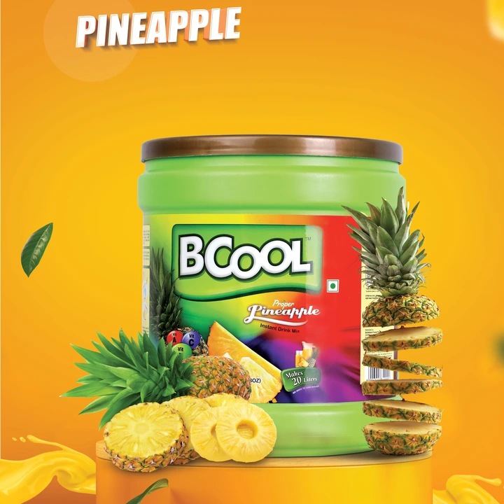 BCOOL Pineapple Instant Drink Mix, Energy Drink Mix 2.5kg(Make150 glasses).Make Juice, Lassi uploaded by Solidblack Foods Pvt Ltd on 9/5/2023